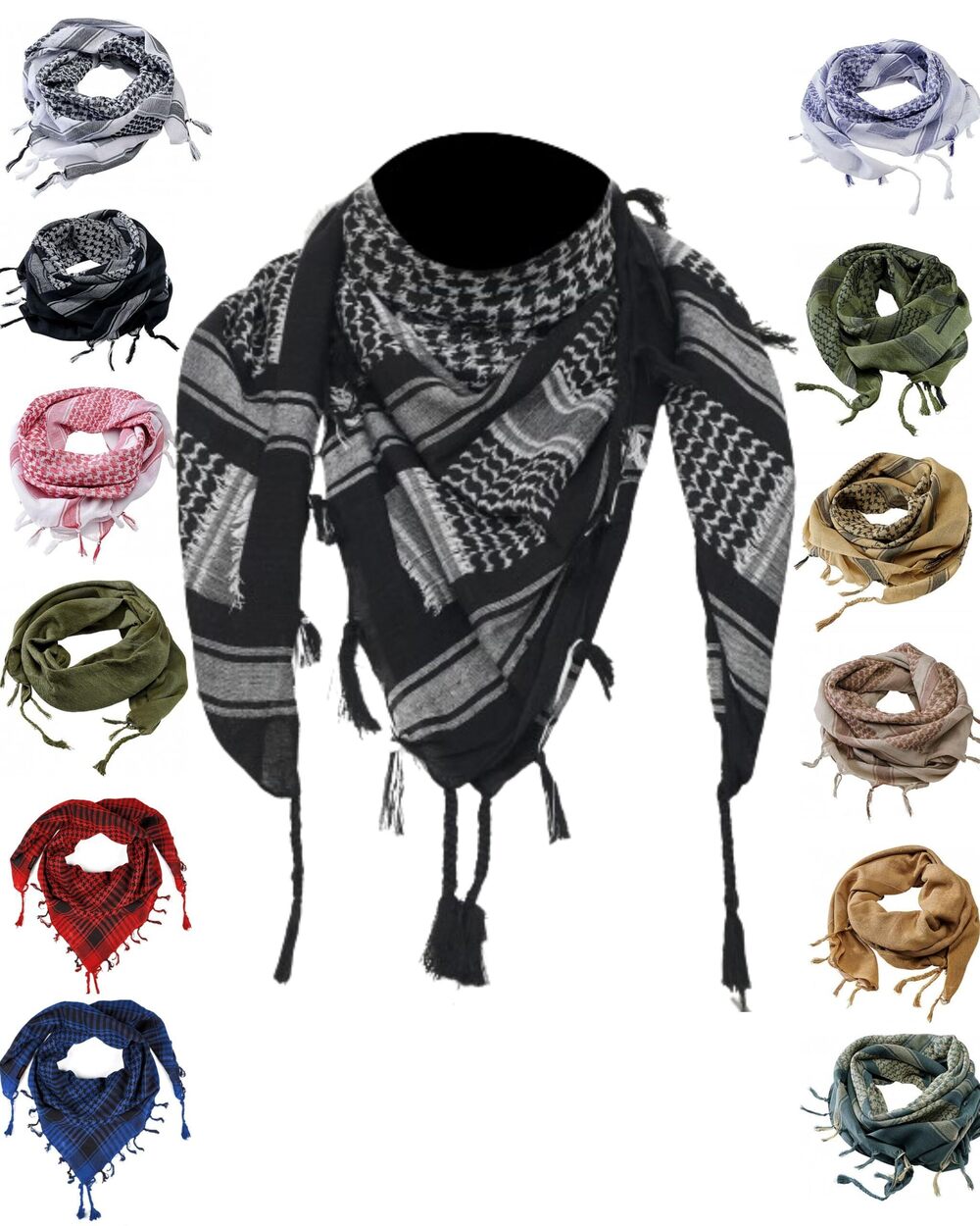 7145 100% Cotton Scarf Military Shemagh Tactical Desert Keffiyeh Head Neck